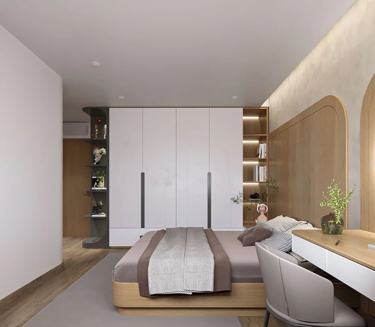 Bố trí giường ngủ và các vật dụng nội thất phù hợp phong thủy, mang lại giấc ngủ an lành và tạo không gian thư giãn tối ưu