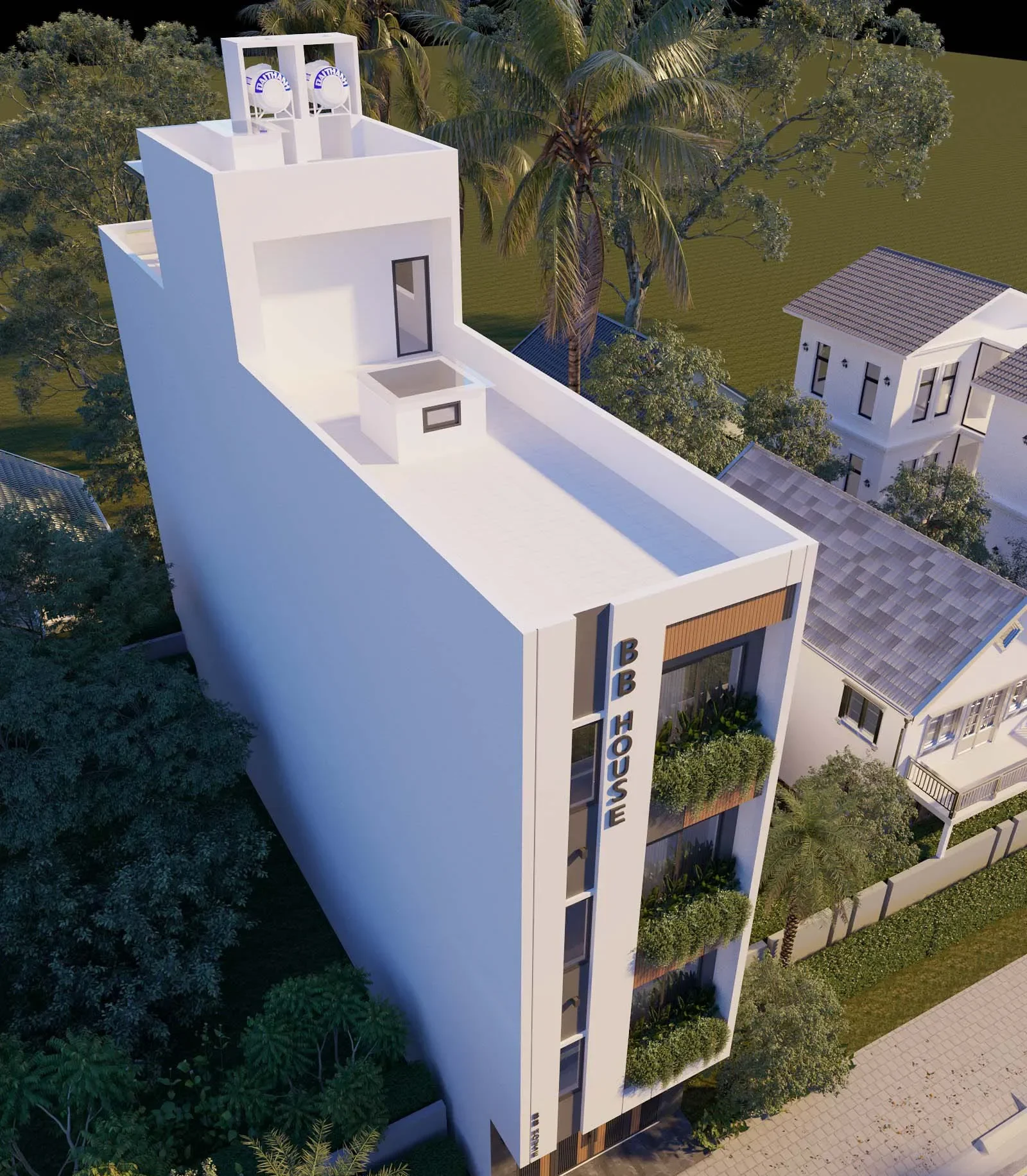 BB House được thiết kế mở, kết hợp hệ các cửa sổ lớn, giúp lấy sáng và lưu thông gió tự nhiên cho không gian trong nhà