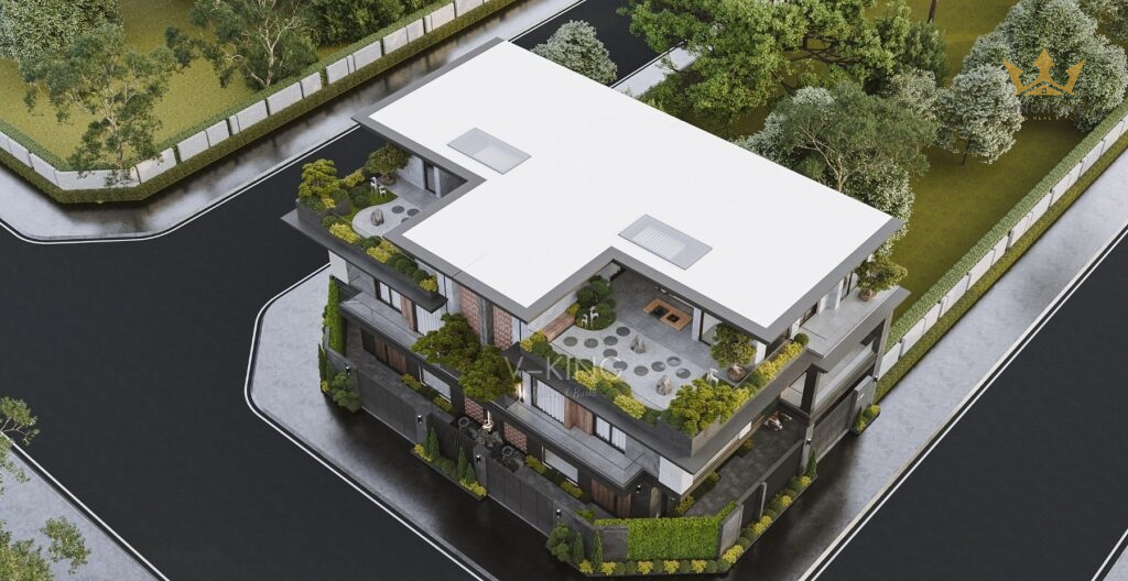 Thiết kế biệt thự sân vườn tại Hưng Yên phù hợp gia chủ yêu thích lối sống xanh và sự riêng tư.