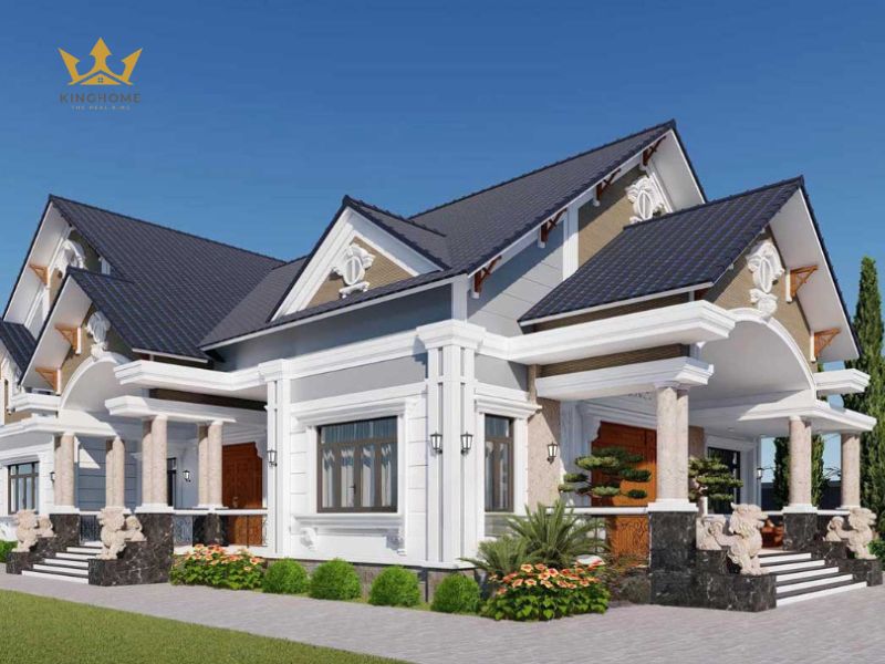Thiết kế biệt thự 1 tầng đẹp mắt, ấn tượng theo phong cách tân cổ điển 5