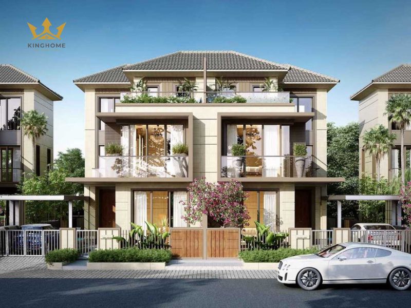 Mẫu thiết kế biệt thự song lập 3 tầng như một tòa lâu đài