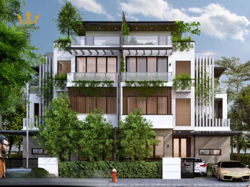 Biệt thự song lập tận dụng lợi thế mặt tiền rộng