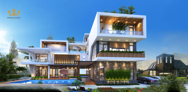 Tham khảo mẫu thiết kế villa 2 tầng đẹp