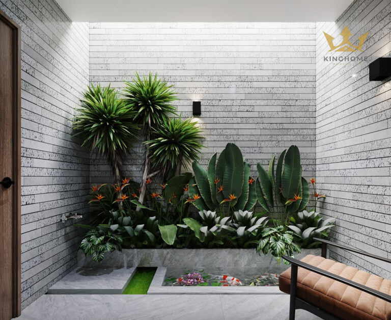 Bể cá nhỏ nơi sau nhà, vừa tĩnh lặng vừa sống động.