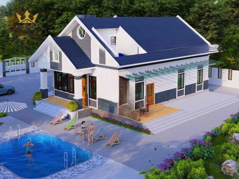 Mẫu thiết kế biệt thự 1 tầng 3 phòng ngủ có bể bơi cao cấp 9
