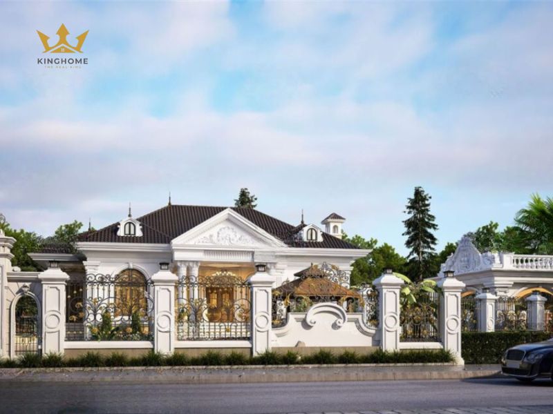 Tham khảo mẫu biệt thự 1 tầng, 3 phòng ngủ đẹp kiểu châu Âu do KING HOME thiết kế thi công ở Thái Bình