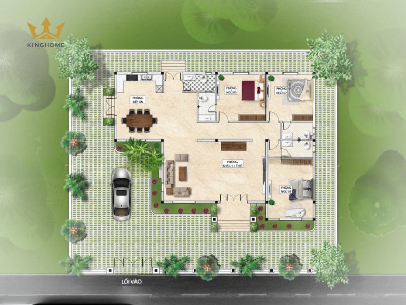 Thiết kế công năng cho biệt thự 3 phòng ngủ 1 tầng hiện đại 13
