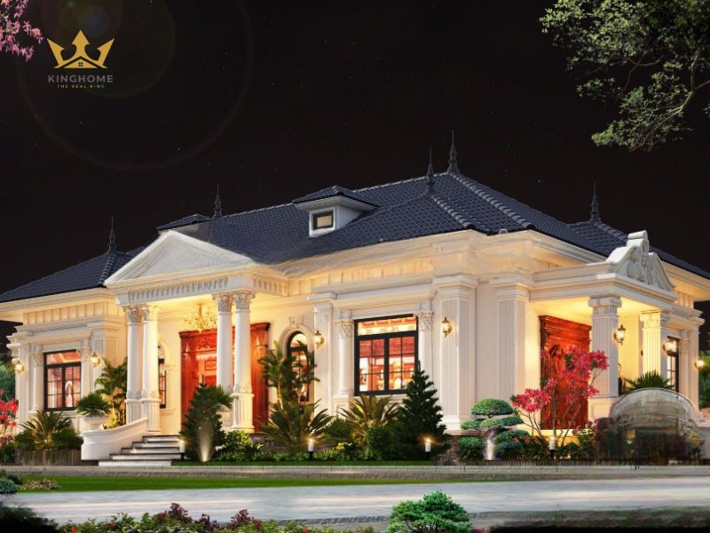 Mẫu biệt thự 1 tầng - 4 phòng ngủ sang trọng, phối đèn đẹp tại Bắc Ninh