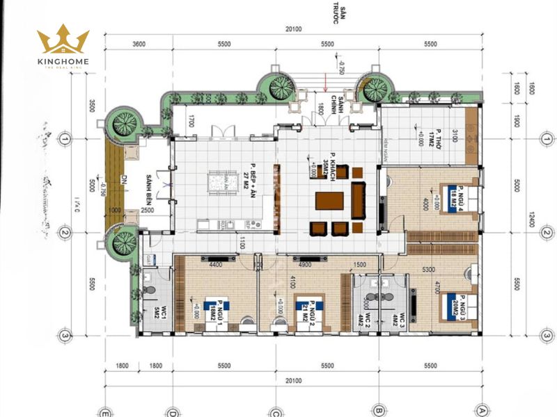 Mẫu thiết kế công năng biệt thự tân cổ điển 1 tầng 11