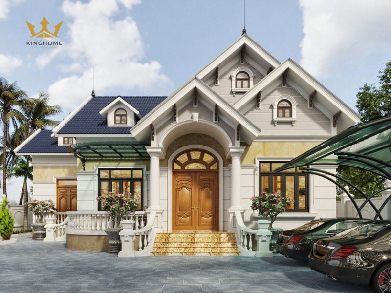 Thiết kế biệt thự 1 tầng cổ điển mái Thái cân đối 8