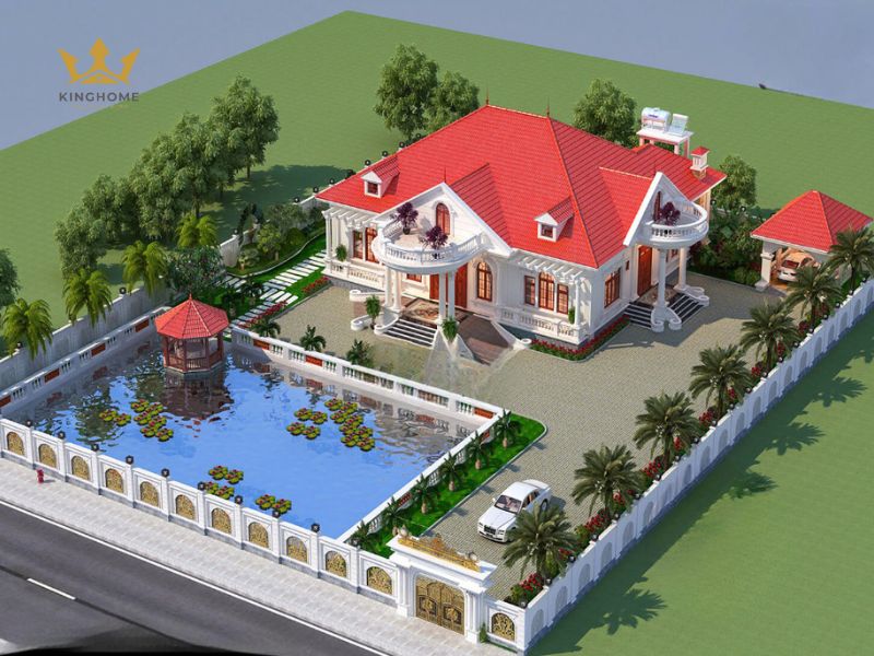 Mẫu biệt thự tân cổ điển 1 tầng có bể bơi hiện đại 6