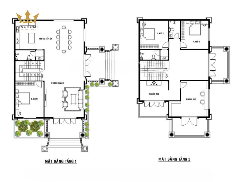 Mẫu bản vẽ thiết kế công năng của biệt thự mái Thái phong cách Tân cổ điển