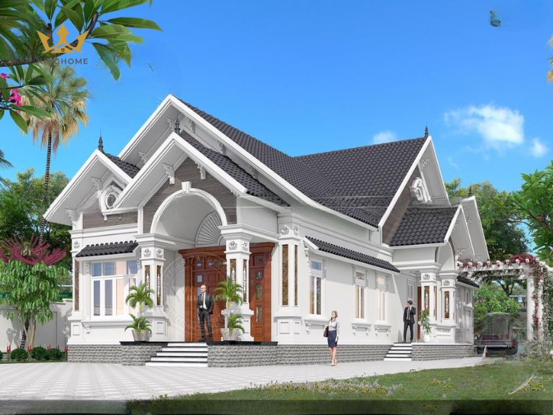 Thiết kế biệt thự 1 tầng mái Thái phong cách Tân cổ điển thanh lịch 4