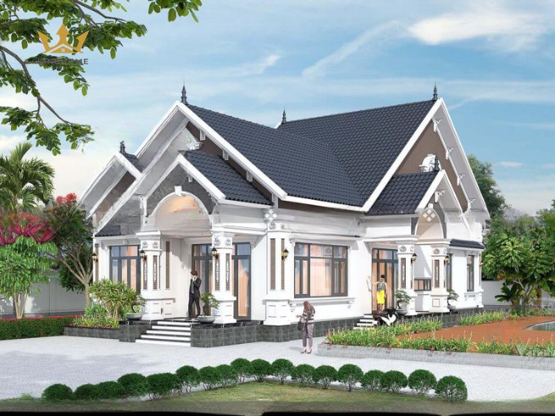 Mẫu biệt thự nhà vườn mái Thái 1 tầng rộng 300m2
