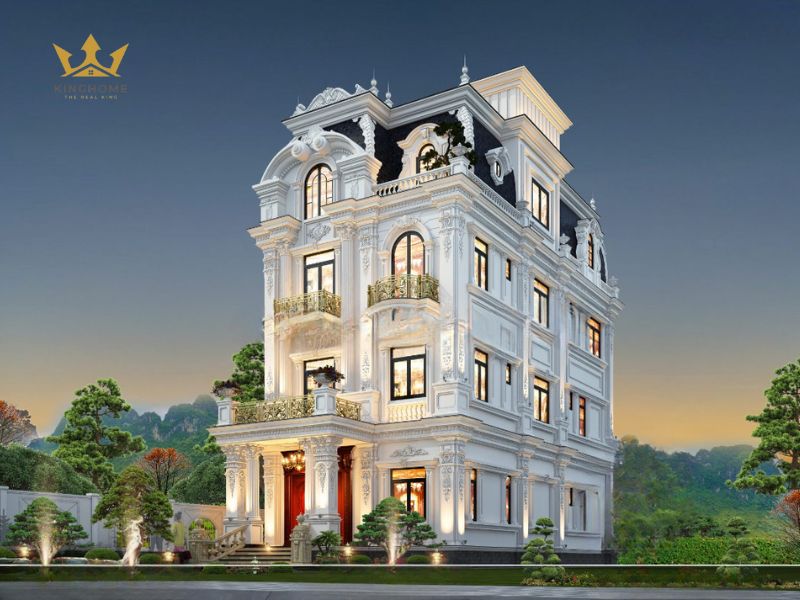 Cột và vòm là những phần chính trong thiết kế bản vẽ biệt thự tân cổ điển