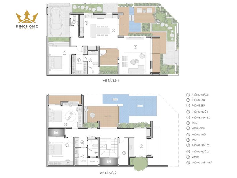Mẫu thiết kế công năng cho villa mái Thái 2 tầng