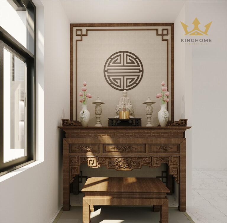 Gian phòng thờ được bố trí ở tầng tum của nhà