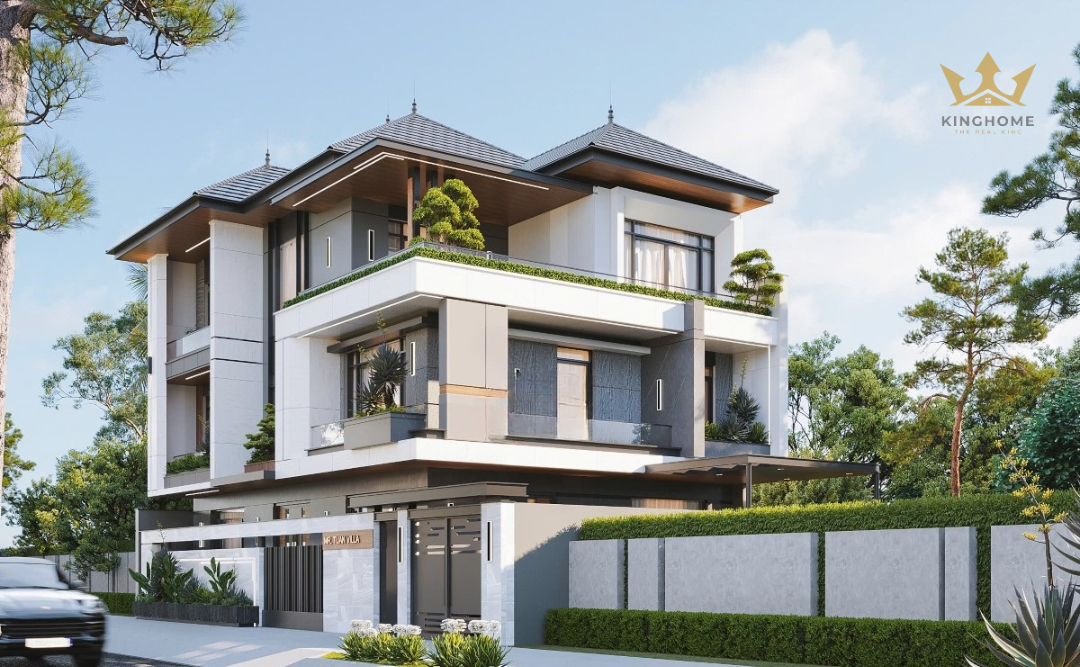 Góc nhìn chính diện của căn nhà 3 tầng hiện đại