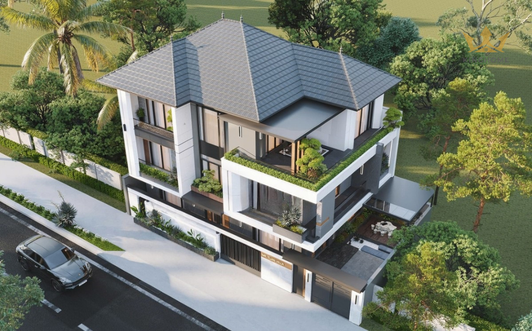Góc nhìn chính diện của căn nhà 3 tầng hiện đại