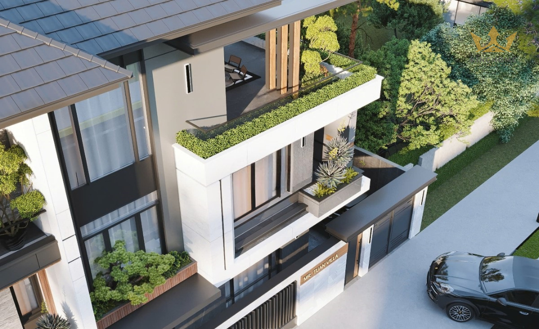 Góc nhìn chính diện của căn nhà 3 tầng hiện đại