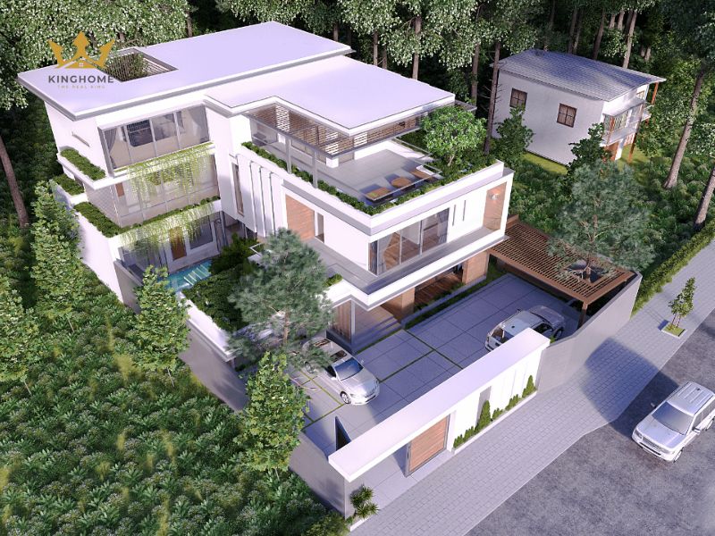 Góc nhìn từ trên xuống mẫu biệt thự nhà vườn bề thế