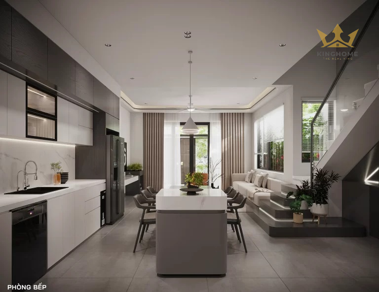 KTS đã sử dụng tone màu chủ đạo đen – xám – trắng cho nội thất, nhằm tạo nên những mảng sáng tối hài hòa, mang nét cuốn hút và bí ẩn.