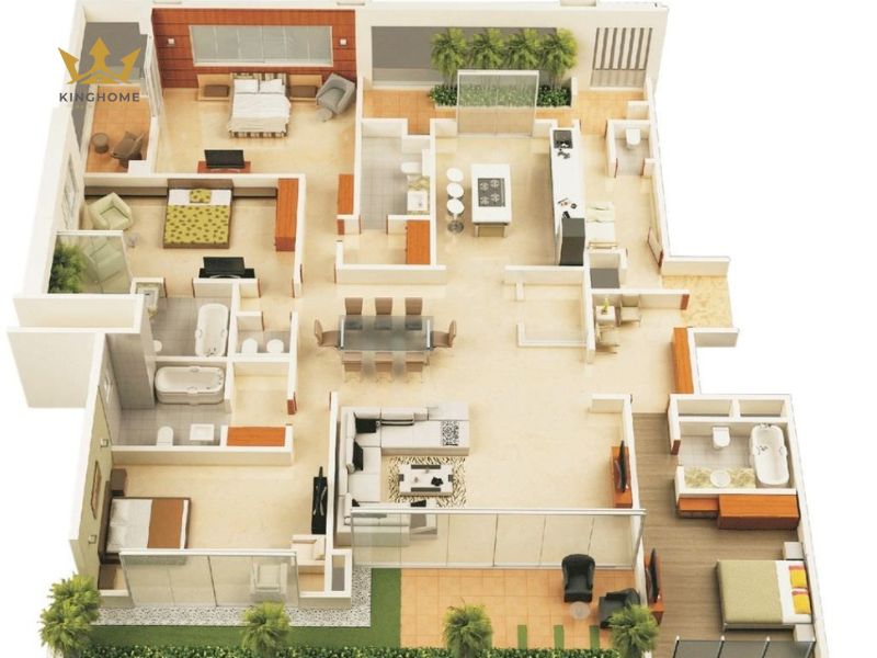 Bản vẽ mặt bằng biệt thự 1 tầng 4 phòng ngủ 500 m2 14