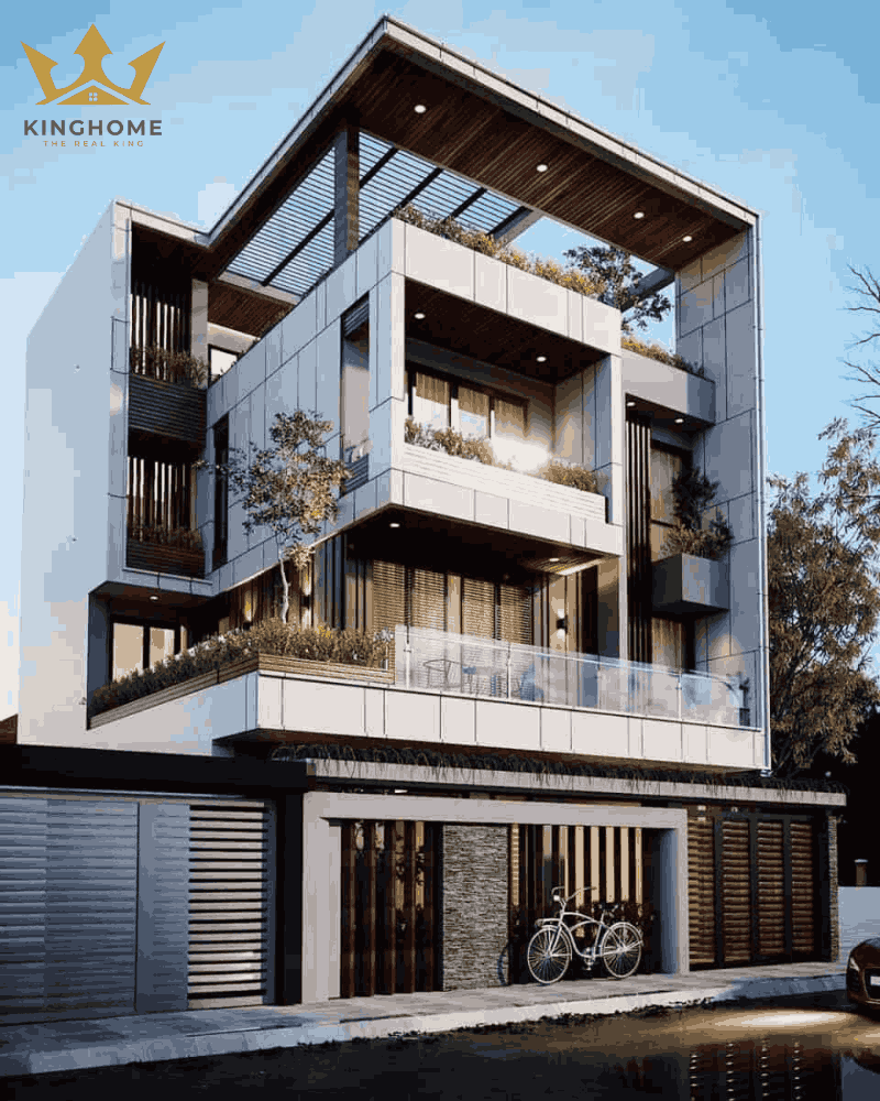Mẫu nhà phố mặt tiền 10m phong cách hiện đại