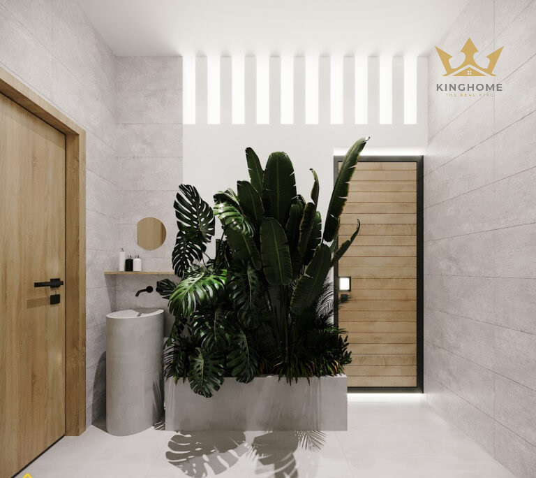 Một góc tiểu cảnh cây xanh giúp không gian thêm tươi mới, trong lành