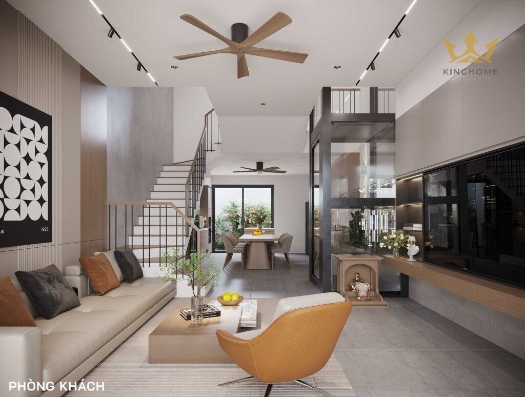 Ngôi nhà với diện tích 365m2 được thiết kế với hệ kính xuyên suốt là chất liệu cốt yếu trong không gian, để ánh sáng tự nhiên được trở thành nhân vật chính lan toả khắp mọi ngóc ngách của căn nhà