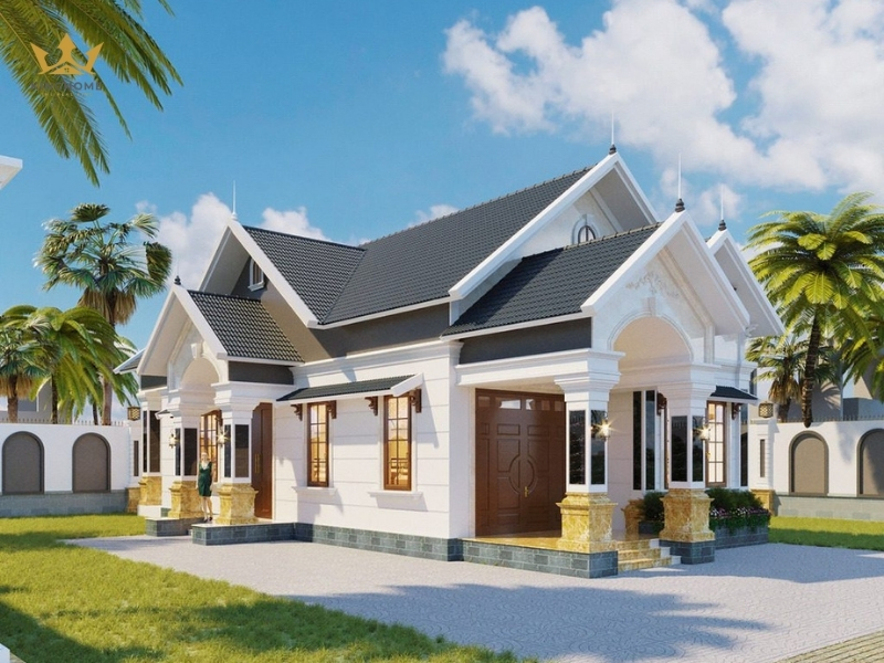 Mẫu nhà 1 tầng thiết kế phong cách tân cổ điển 