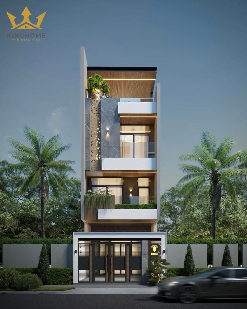Nhà phố mặt tiền 4m xây dựng 4 tầng đẹp và hiện đại