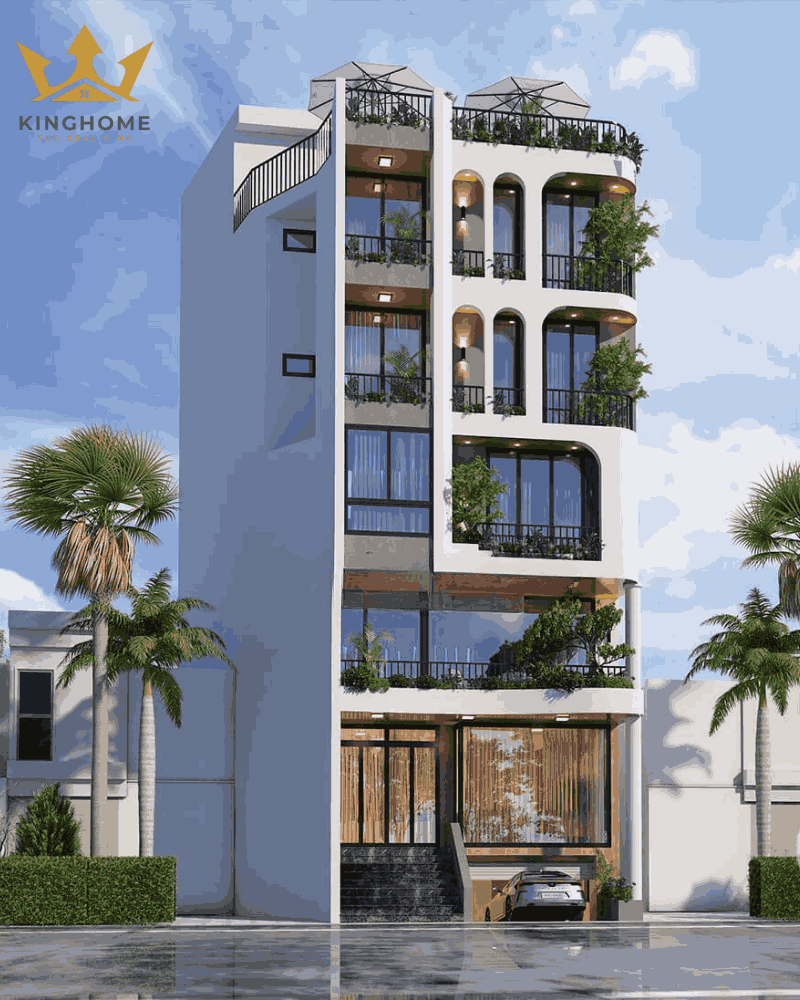 Thiết kế nhà phố mặt tiền 10m kết hợp kinh doanh 5 tầng rộng và thoáng