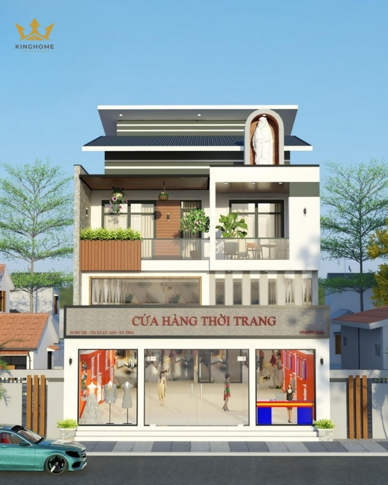 Mẫu nhà phố kết hợp kinh doanh quán thời trang hiện đại 
