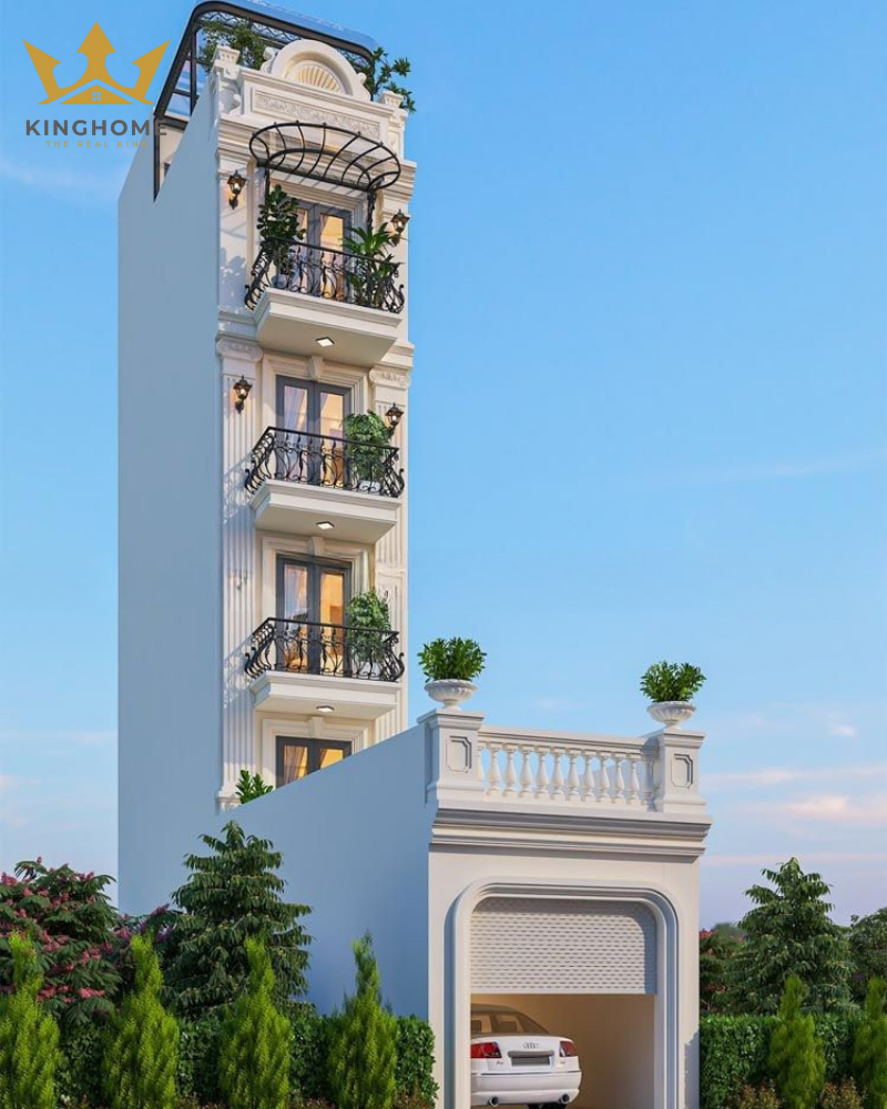 Mẫu nhà có tum và gara ô tô 5 tầng 