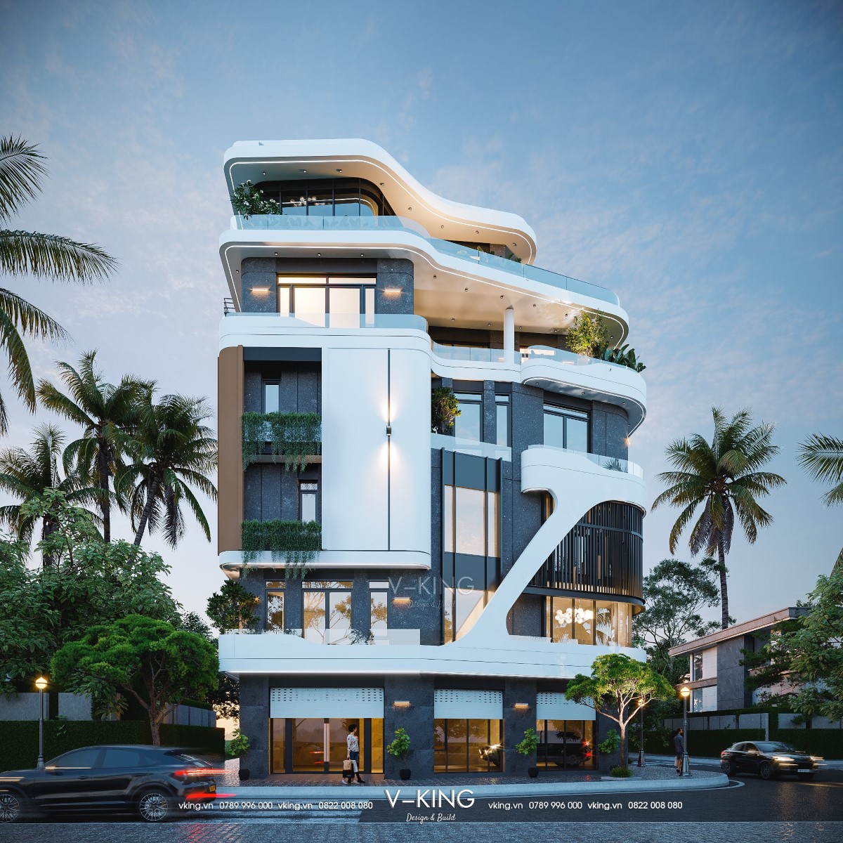 Mẫu thiết kế biệt thự hiện đại với đường nét kiến trúc vuông vức, khỏe khoắn.
