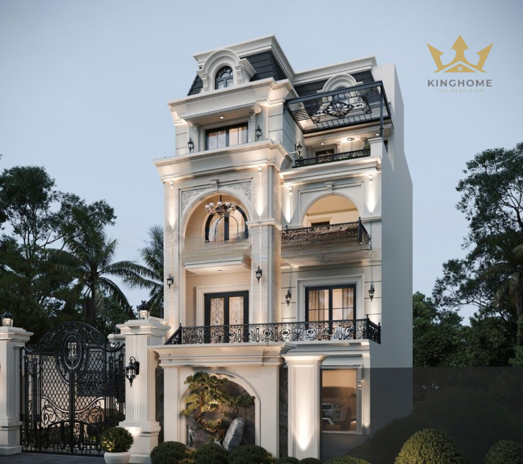 Thiết kế biệt thự tân cổ điển 4 tầng mái mansard