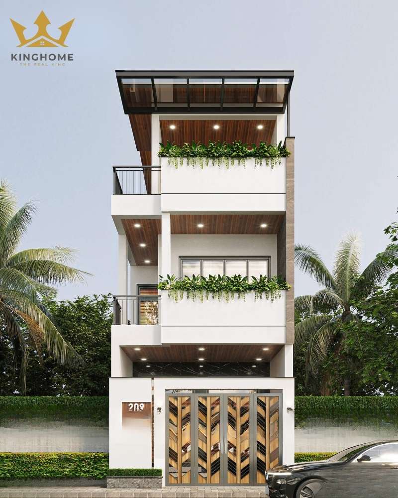 Thiết kế mẫu nhà 5x15m với thang máy 3 tầng hiện đại 