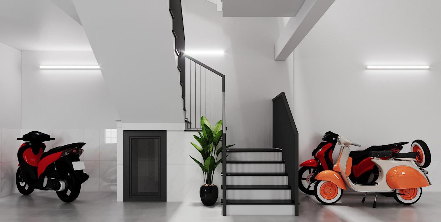 Phối cảnh nhà để xe tầng 1 – View 1