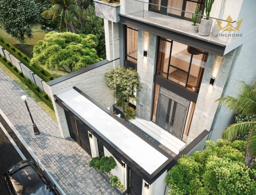 Vị trí cây cảnh bố trí hài hòa, giúp tạo không gian xanh
