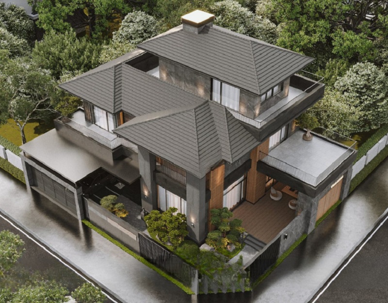 Thiết kế thi công biệt thự hiện đại mái Nhật