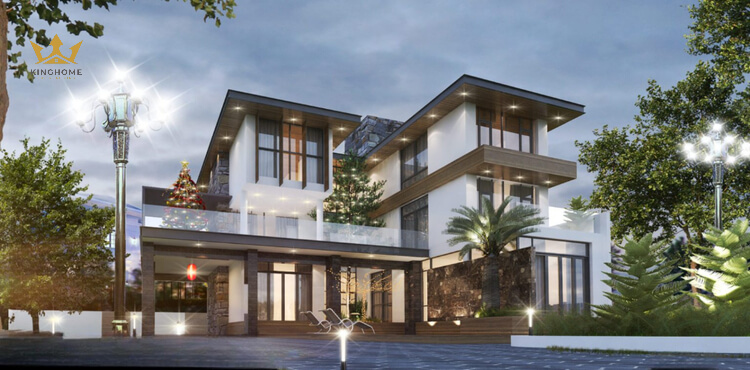 Mẫu biệt thự 1 tầng chữ L diện tích 180–200m² có góc nhìn đẹp