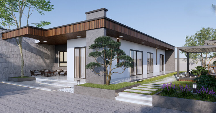 Thiết kế biệt thự mái bằng 1 tầng diện tích nhỏ 120–150m²