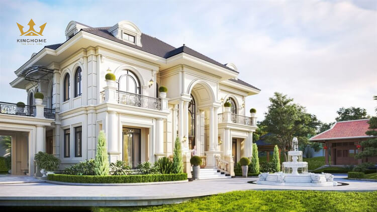Bản vẽ biệt thự tân cổ điển kết hợp sân vườn