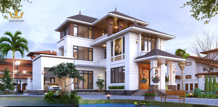 Vẻ đẹp của biệt thự 1 tầng chữ L tân cổ điển không bao giờ bị lỗi mốt