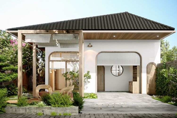 Thiết kế nhà vườn nghỉ dưỡng 1 tầng mái Nhật
