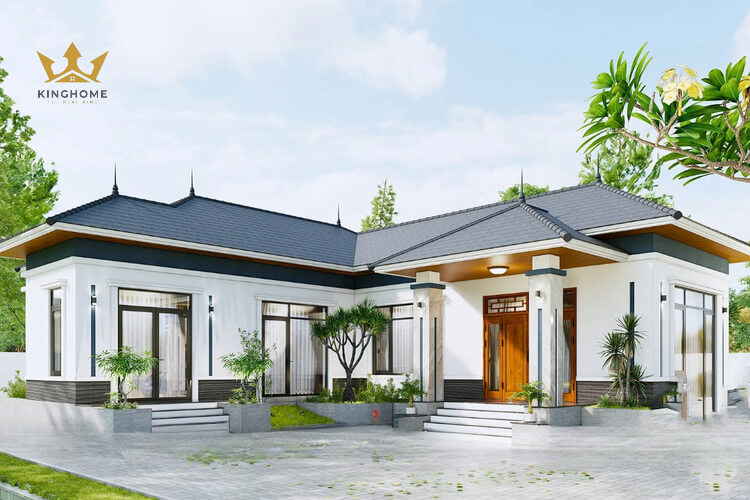 Mẫu biệt thự 1 tầng chữ L mái Nhật sở hữu không gian sống mát mẻ