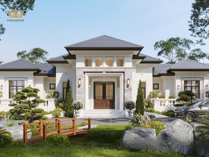 Biệt thự mái Nhật kết hợp với sân vườn 