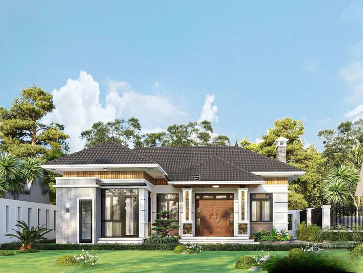 Nhà biệt thự 1 tầng mái Nhật có không gian sống gần gũi thiên nhiên