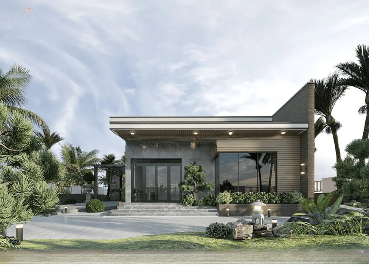 Ảnh chụp biệt thự mái bằng 1 tầng diện tích 180–200m²